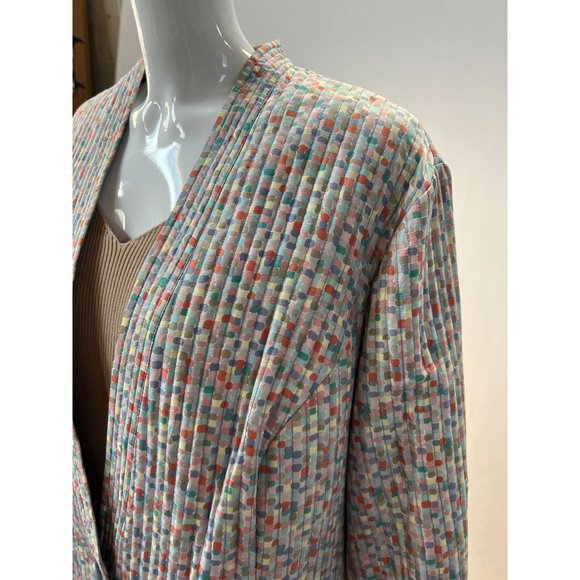 Kate Hill Plus Size Quilted Jacket Size 2X Multi Color Confetti Pattern Silk - Picture 10 of 16